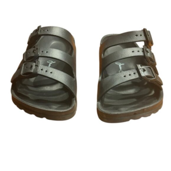 Size 6 Jessica Carlyle Adjustable Black Triple Strap  Slides Sandals Like New - Picture 4 of 7